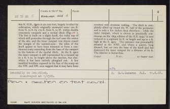 Morebattle Hill, NT72SE 5, Ordnance Survey index card, page number 2, Verso