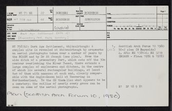 Whitmuirhaugh, Sprouston, NT73NE 22, Ordnance Survey index card, page number 1, Recto