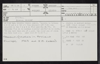 Stichill, NT73NW 7, Ordnance Survey index card, page number 1, Recto