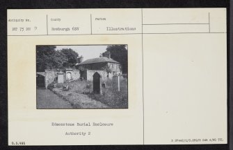 Ednam Church, NT73NW 9, Ordnance Survey index card, Recto