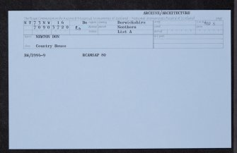 Newton Don, NT73NW 16, Ordnance Survey index card, Recto