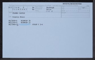 Floors Castle, NT73SW 5, Ordnance Survey index card, Recto