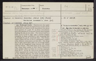Roxburgh Castle, NT73SW 12, Ordnance Survey index card, page number 1, Recto