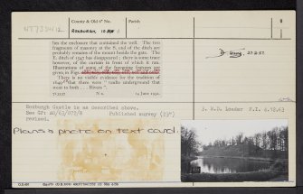 Roxburgh Castle, NT73SW 12, Ordnance Survey index card, page number 8, Verso