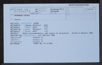 Roxburgh Castle, NT73SW 12, Ordnance Survey index card, Recto