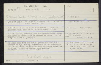 Maxwellheugh, St Michael's Church, NT73SW 17, Ordnance Survey index card, Recto