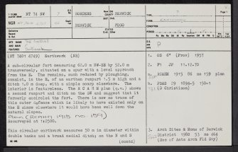 The Chesters, NT74NW 7, Ordnance Survey index card, page number 1, Recto