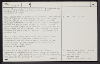Cockburn Law, NT75NE 1, Ordnance Survey index card, page number 2, Verso