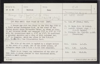 Cumledge, NT75NE 14, Ordnance Survey index card, page number 1, Recto