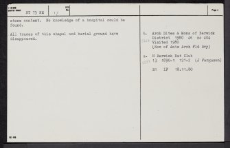 Chapel, NT75NE 17, Ordnance Survey index card, page number 2, Verso
