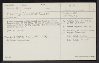Cockburn Mill, NT75NE 18, Ordnance Survey index card, page number 1, Recto