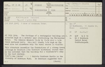 Cockburn Tower, NT75NE 28, Ordnance Survey index card, page number 1, Recto