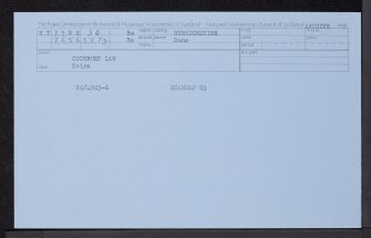 Cockburn Law, NT75NE 38, Ordnance Survey index card, Recto