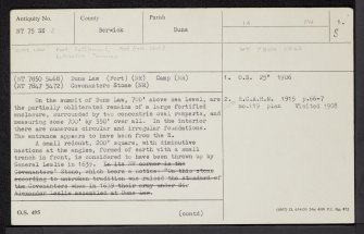 Duns Law, NT75SE 2, Ordnance Survey index card, page number 1, Recto