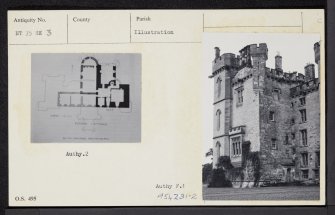 Duns Castle, NT75SE 3, Ordnance Survey index card, Recto