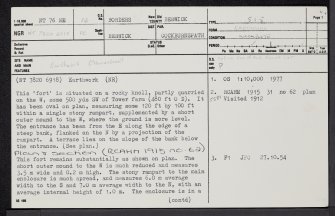 Tower Farm West, NT76NE 16, Ordnance Survey index card, page number 1, Recto