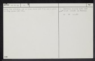 Blackburn Mill, NT76NE 20, Ordnance Survey index card, page number 2, Recto
