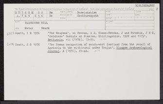 Blackburn Mill, NT76NE 20, Ordnance Survey index card, page number 2, Recto