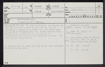 Blackburn Mill, NT76NE 22, Ordnance Survey index card, page number 1, Recto