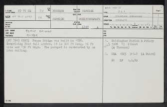 Cockburnspath, Pease Bridge, NT76NE 30, Ordnance Survey index card, page number 1, Recto