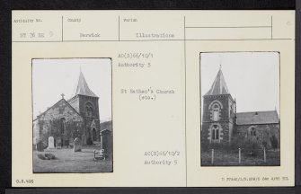 Abbey St Bathans Church, NT76SE 9, Ordnance Survey index card, Recto