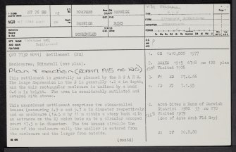 Cockburn East, NT76SE 12, Ordnance Survey index card, page number 1, Recto