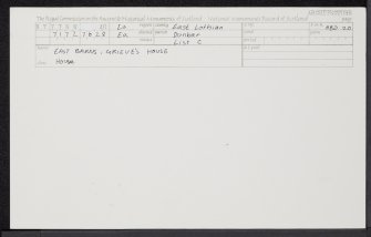 East Barn, Grieve's House, NT77NW 40, Ordnance Survey index card, Recto