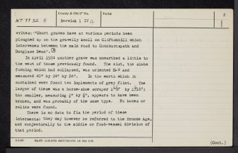 Hoprig, Dean Dykes, NT77SE 8, Ordnance Survey index card, page number 2, Verso