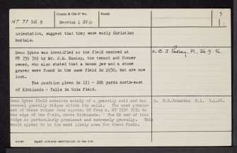 Hoprig, Dean Dykes, NT77SE 8, Ordnance Survey index card, page number 5, Recto