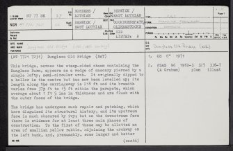 Dunglass, Old Bridge, NT77SE 37, Ordnance Survey index card, page number 1, Recto