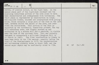 Dunglass, Old Bridge, NT77SE 37, Ordnance Survey index card, page number 2, Verso