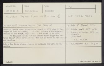 Thornton Castle, NT77SW 4, Ordnance Survey index card, Recto