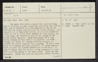 Camp Tops, NT81NE 8, Ordnance Survey index card, page number 1, Recto