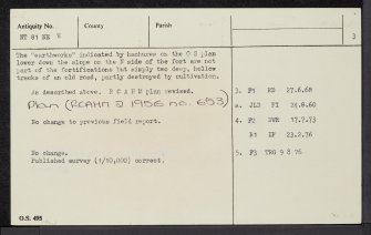 Camp Tops, NT81NE 8, Ordnance Survey index card, page number 3, Recto