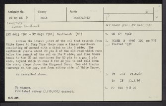 Camp Tops, NT81NE 9, Ordnance Survey index card, Recto