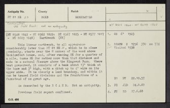 Cocklawfoot, NT81NE 29, Ordnance Survey index card, Recto