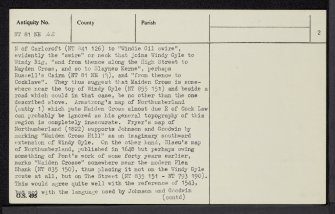 'Maiden Cross', NT81NE 42, Ordnance Survey index card, page number 2, Verso