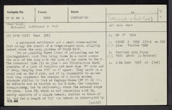 Craik Moor, NT81NW 6, Ordnance Survey index card, page number 1, Recto