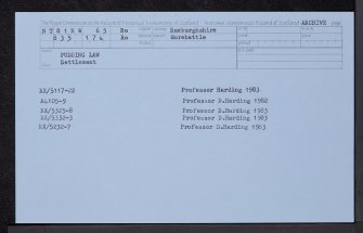 Pudding Law, NT81NW 65, Ordnance Survey index card, Recto