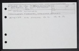 Stob Stones, NT82NE 81, Ordnance Survey index card, Recto