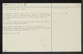 Stob Rig, NT82NE 86, Ordnance Survey index card, page number 2, Verso