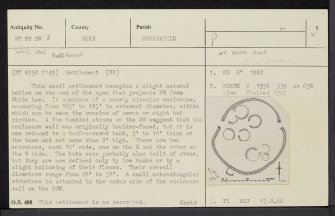 White Law, NT82SW 3, Ordnance Survey index card, page number 1, Recto