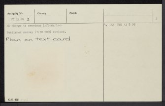 White Law, NT82SW 3, Ordnance Survey index card, page number 2, Verso