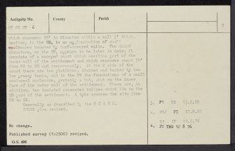 Currburn, NT82SW 6, Ordnance Survey index card, page number 2, Verso