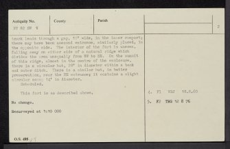 Kip Knowe, NT82SW 8, Ordnance Survey index card, page number 2, Verso