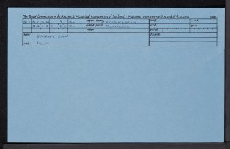 Hairny Law, NT82SW 9, Ordnance Survey index card, Recto