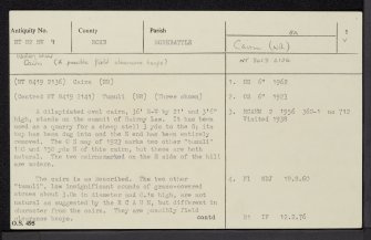 Hairny Law, NT82SW 9, Ordnance Survey index card, page number 1, Recto