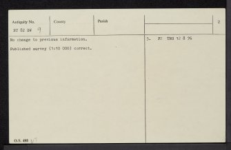 Hairny Law, NT82SW 9, Ordnance Survey index card, page number 2, Verso