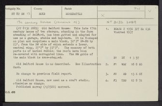 Morebattle, Old Belford House, NT82SW 12, Ordnance Survey index card, Recto