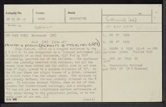 Mowhaugh, NT82SW 13, Ordnance Survey index card, page number 1, Recto